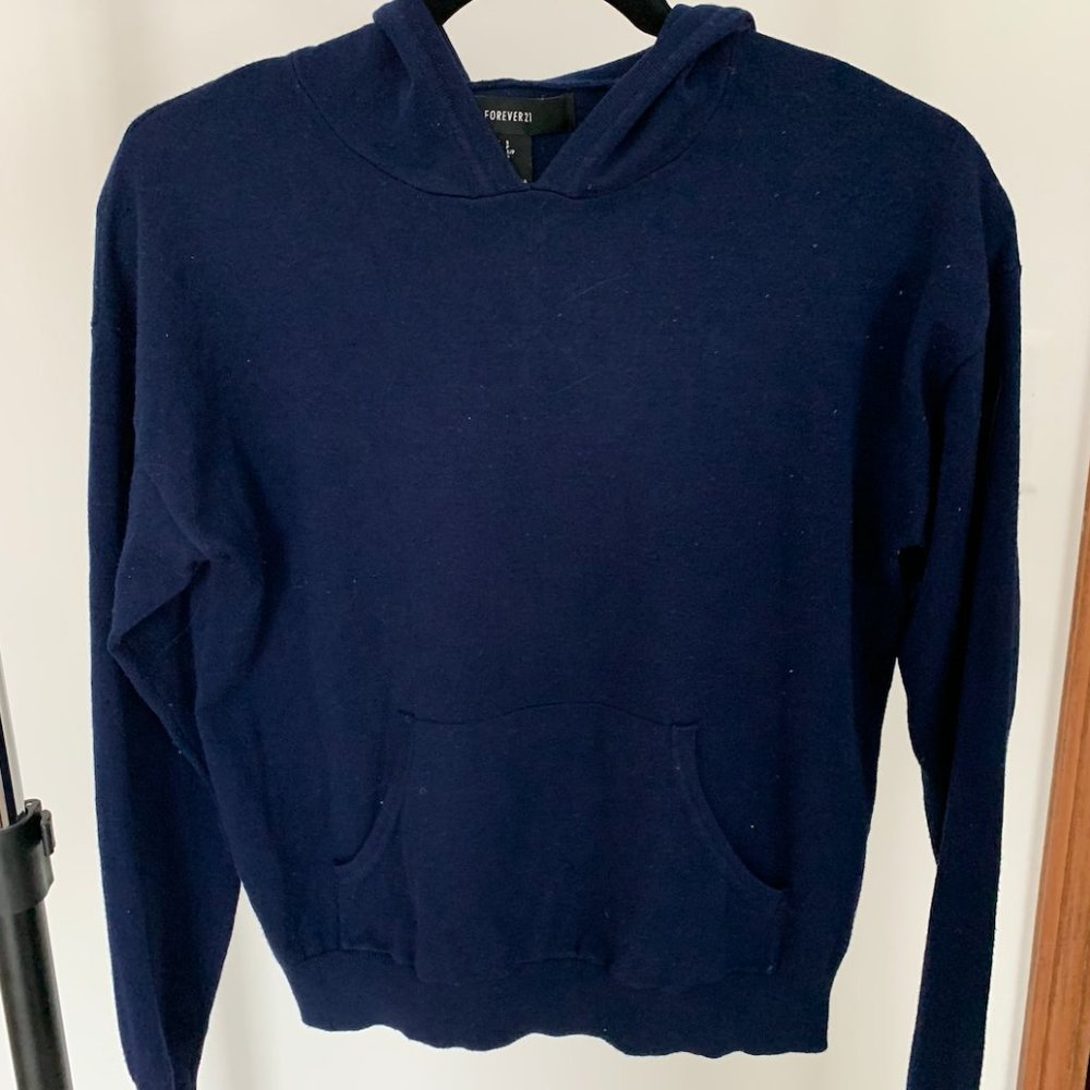 Navy Blue Hooded Sweater